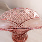 Vintage Large Pink Open Vase with Cane Pattern Details