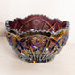 Vintage Large Purple Carnival Glass Bowl with Sawtooth Edge