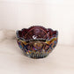 Vintage Large Purple Carnival Glass Bowl with Sawtooth Edge