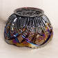 Vintage Large Purple Carnival Glass Bowl with Sawtooth Edge