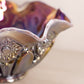 Vintage Large Purple Iridescent Opalescent Glass Ruffled Quintec Bowl