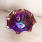 Vintage Large Purple Iridescent Opalescent Glass Ruffled Quintec Bowl