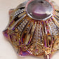 Vintage Large Purple Iridescent Opalescent Glass Ruffled Quintec Bowl