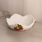 Vintage Westmoreland Large White Milk Glass Bowl with Poinsettia Floral Decals