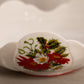Vintage Westmoreland Large White Milk Glass Bowl with Poinsettia Floral Decals