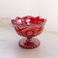 Vintage LE Smith Amberina Iridescent Glass Sawtooth Edge Compote (Glows)