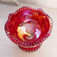 Vintage LE Smith Amberina Iridescent Glass Sawtooth Edge Compote (Glows)
