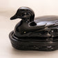 Vintage LE Smith Black Glass Duck Lidded Dish