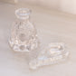 Vintage LE Smith Clear Glass Beaded Medallion Perfume Bottle