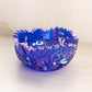 Vintage LE Smith Glass Blue Iridescent Bowl with Sawtooth Edge