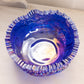 Vintage LE Smith Glass Blue Iridescent Bowl with Sawtooth Edge