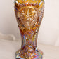 Vintage LE Smith Large Amber Carnival Glass Vase with Sawtooth Edge
