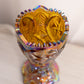 Vintage LE Smith Large Amber Carnival Glass Vase with Sawtooth Edge