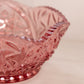 Vintage LE Smith Medium Pink Glass Sawtooth Edge Bowl w/ Fancy Designs