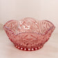 Vintage LE Smith Medium Pink Glass Sawtooth Edge Bowl w/ Fancy Designs