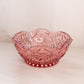 Vintage LE Smith Medium Pink Glass Sawtooth Edge Bowl w/ Fancy Designs