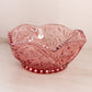 Vintage LE Smith Medium Pink Glass Sawtooth Edge Bowl w/ Fancy Designs