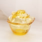 Vintage LE Smith Medium Yellow Glass Covered Rose Lidded Dish