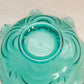 Vintage LE Smith Teal Green Glass Ruffled Edge Bowl