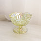 Vintage LE Smith Yellow Green Iridescent Glass Sawtooth Edge Compote