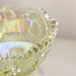 Vintage LE Smith Yellow Green Iridescent Glass Sawtooth Edge Compote