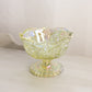 Vintage LE Smith Yellow Green Iridescent Glass Sawtooth Edge Compote