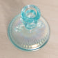 Vintage Light Blue Iridescent Glass Candlestick Dolphin Details