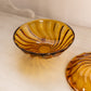 Vintage Medium Amber Glass 3-Toed Swirl Lidded Dish