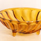 Vintage Medium Amber Glass 3-Toed Swirl Lidded Dish