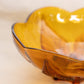 Vintage Medium Amber Glass Flower Bowl with Beaded Petal Designs