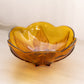 Vintage Medium Amber Glass Flower Bowl with Beaded Petal Designs