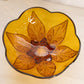 Vintage Medium Amber Glass Flower Bowl with Beaded Petal Designs