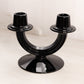 Vintage Medium Black Glass Double Candleholder