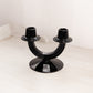 Vintage Medium Black Glass Double Candleholder