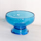 Vintage Medium Blue Glass Bowl with Blue Glass Stand