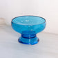 Vintage Medium Blue Glass Bowl with Blue Glass Stand