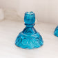 Vintage Medium Blue Glass Moon and Star Candlestick
