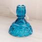 Vintage Medium Blue Glass Moon and Star Candlestick