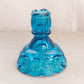 Vintage Medium Blue Glass Moon and Star Candlestick