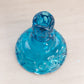 Vintage Medium Blue Glass Moon and Star Candlestick