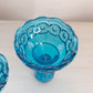 Vintage Medium Blue Glass Moon and Star Candlestick