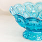 Vintage Medium Blue Glass Moon and Star Footed Bowl