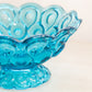 Vintage Medium Blue Glass Moon and Star Footed Bowl