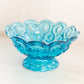 Vintage Medium Blue Glass Moon and Star Footed Bowl