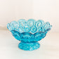 Vintage Medium Blue Glass Moon and Star Footed Bowl