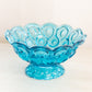 Vintage Medium Blue Glass Moon and Star Footed Bowl