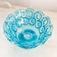 Vintage Medium Blue Glass Moon and Star Footed Bowl