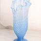 Vintage Medium Blue Glass Swung Vase with Diamond Point Designs