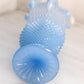Vintage Medium Blue Glass Swung Vase with Diamond Point Designs