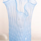Vintage Medium Blue Glass Swung Vase with Diamond Point Designs